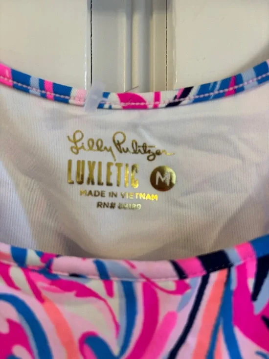 Lilly Pulitzer Luxletic Sun Ray UPF 50+ Raz Berry Flamingoal size M - Picture 3 of 4
